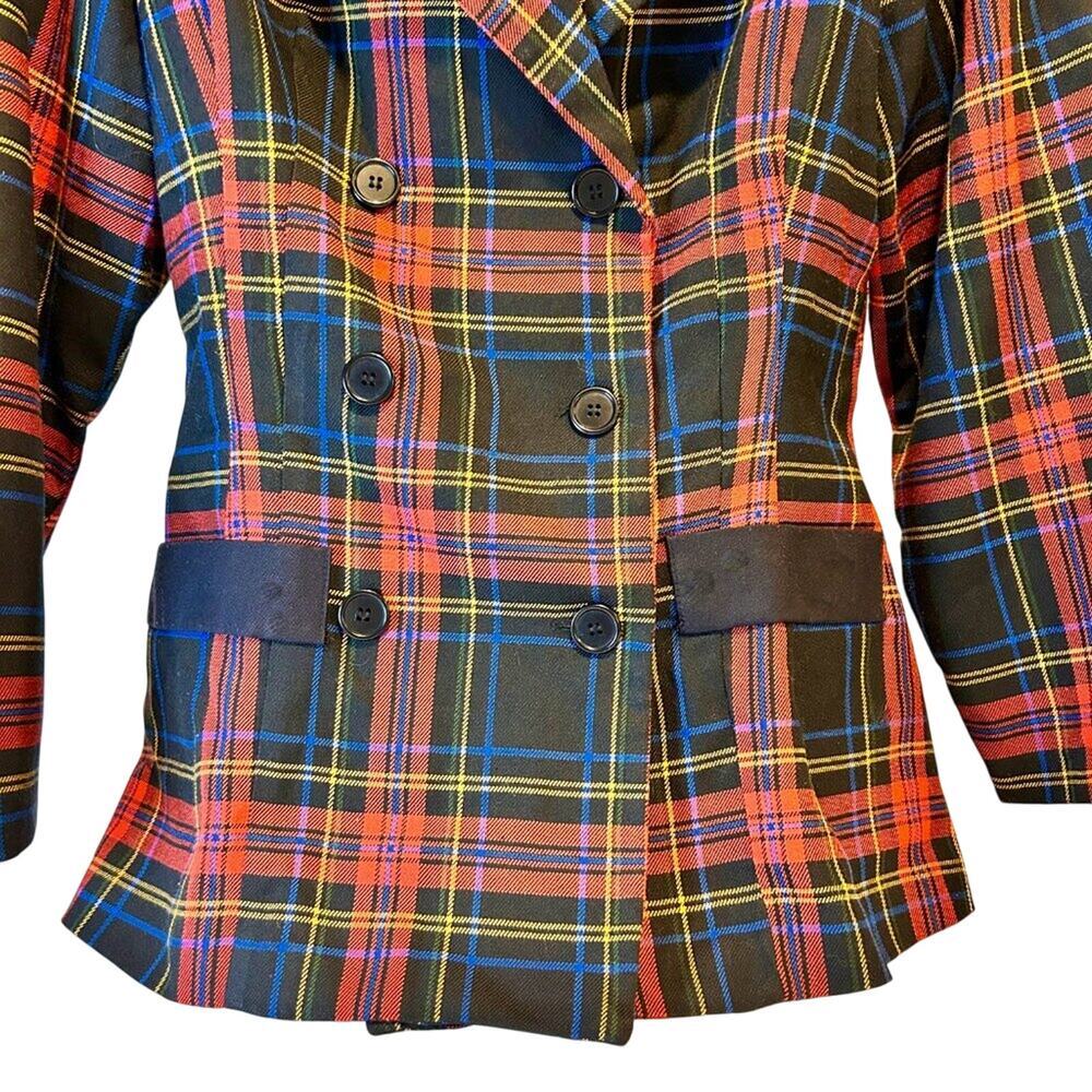 ASO CLUELESS 90s Rampage Tartan Plaid Preppy Grunge Cute Goth Heritage Blazer LG - Picture 5 of 13